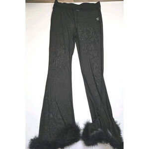 IHeartRaves Black Sheer Mesh Flare Pants High Waist Rave Festival 2XL